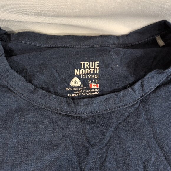 True North Wool Rich Blend 87% Merino Long Sleeve Shirt Navy Blue Men S Small - Picture 2 of 11